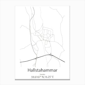 Hallstahammar,Sweden Minimalist Map Canvas Print