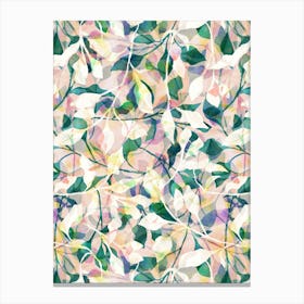 Watercolour Painted Foliage - Ecru Canvas Print