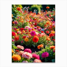 Colorful Flowers In A Garden Canvas Print