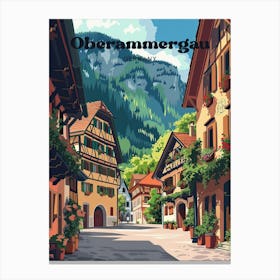 Oberammergau Bavaria Germany Digital Travel Art Canvas Print