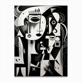 Harmony And Discord Abstract Black And White 6 Canvas Print