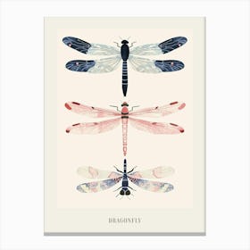 Colourful Insect Illustration Dragonfly 2 Poster Canvas Print