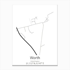 Worth Am Rhein,Germany Minimalist Map Canvas Print