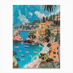 Portofino   Retro Collage Style 2 Canvas Print