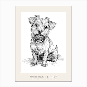 Norfolk Terrier Dog Line Sketch 2 Poster Canvas Print