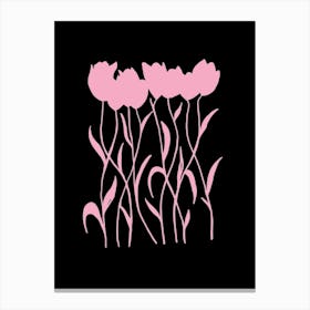 Pink and Black Flowers Canvas Print