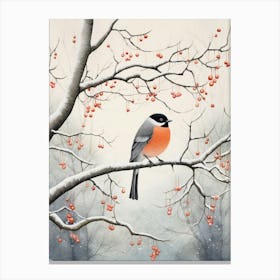 Winter Bird Painting Cowbird 1 Canvas Print