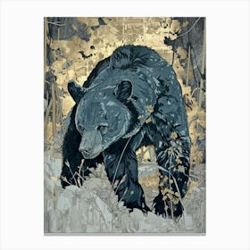 Black Bear Precisionist Illustration 1 Canvas Print