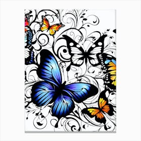 Butterflies And Vines Canvas Print