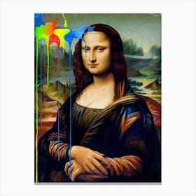 A Modern Rebellious Twist On The Mona Lisa With A Splash of Color Canvas Print