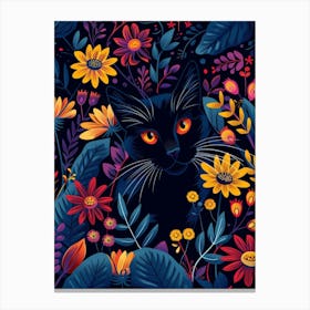 Black Cat In The Garden 8 Canvas Print