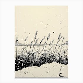 Reeds In The Snow Canvas Print