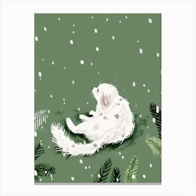 White Dog In The Snow Canvas Print