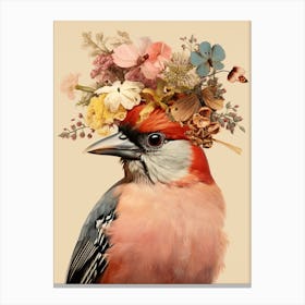 Bird With A Flower Crown Finch 2 Canvas Print
