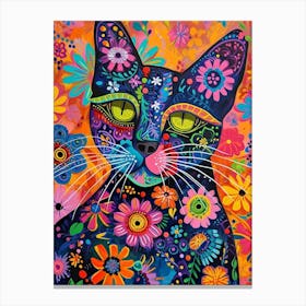 Kitsch Colourful Cat Portrait 1 Canvas Print
