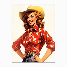 Retro American Cowgirl 4 Canvas Print