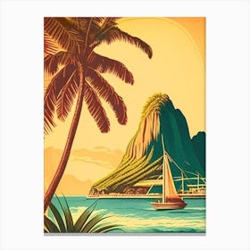 Bora Bora French Polynesia Vintage Sketch Tropical Destination Canvas Print