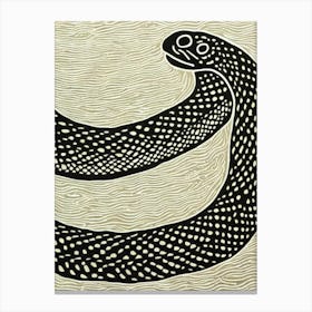 Olive Sea Snake Linocut Canvas Print