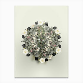 Vintage Cuspidate Rose Flower Wreath on Ivory White n.2047 Canvas Print