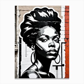 Vintage Graffiti Mural Of Beautiful Black Woman 54 Canvas Print