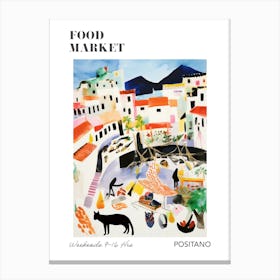 The Food Market In Positano 3 Illustration Poster Canvas Print