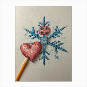 Snowflake And Heart Canvas Print