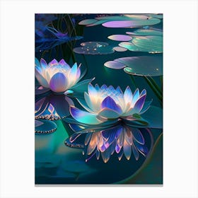 Water Lilies, Waterscape Holographic 3 Canvas Print