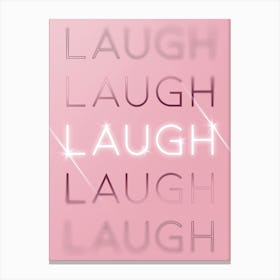 Motivational Words Laugh Quintet in Pink Canvas Print