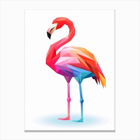 Colourful Geometric Bird Greater Flamingo 2 Canvas Print