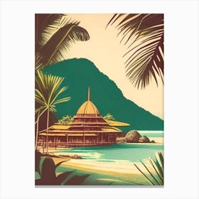 Koh Mak Thailand Vintage Sketch Tropical Destination Canvas Print