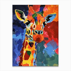 Giraffe Portrait Oil Painting Inspired 3 Canvas Print