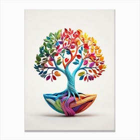 Default Stylized 3d Tree Of Life In Bright Rainbow Colors On A 0 (2) Canvas Print