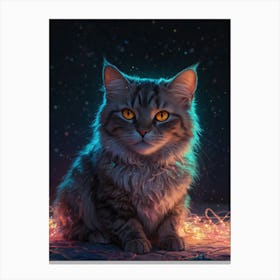 Cat In The Night Canvas Print