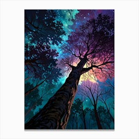 Night Sky With Stars In The Forest Canvas Print