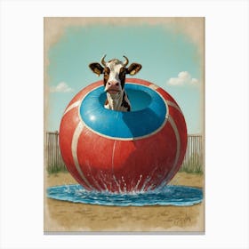 Cow In A Pool Canvas Print