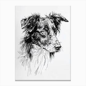 Sheep Dog Line Sketch 2 Canvas Print