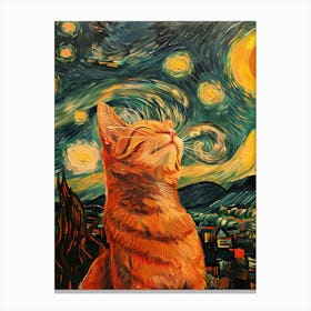 Starry Night Cat 15 Canvas Print