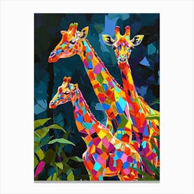 Geometric Giraffe In The Leaves 3 Canvas Print