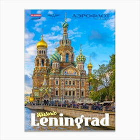 Vintage Leningrad Travel Poster Canvas Print