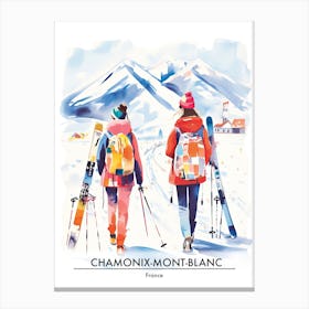 Chamonix Mont Blanc   France, Ski Resort Poster Illustration 4 Canvas Print