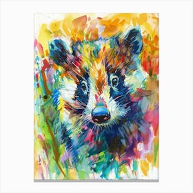 Badger Colourful Watercolour 2 Canvas Print
