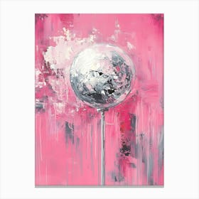 Silver Ball On A Pink Background Canvas Print