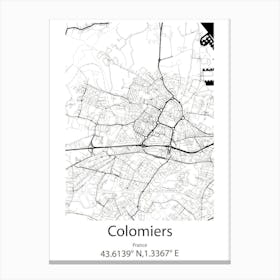 Colomiers,France Minimalist Map Canvas Print