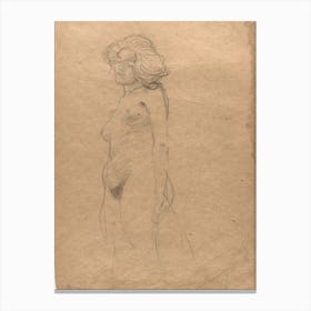 Female Nude To The Left, Gustav Klimt Canvas Print