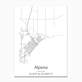 Alpena,United States Minimalist Map Canvas Print