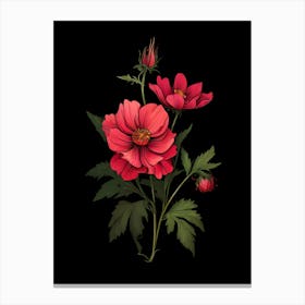 Red Cosmos Flowers Canvas Print