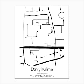 Davyhulme,United Kingdom Minimalist Map Canvas Print