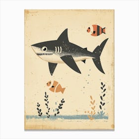 Shark & Clown Fish Muted Pastel 1 Canvas Print