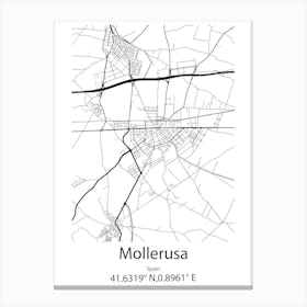 Mollerusa,Spain Minimalist Map Canvas Print