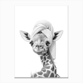 Giraffe With Towel Canvas Print